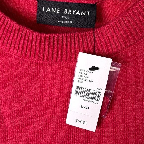 Lane Bryant Red Pullover Sweater Gold Button Shoulder Detail Women's Size 22/24 - Picture 2 of 12